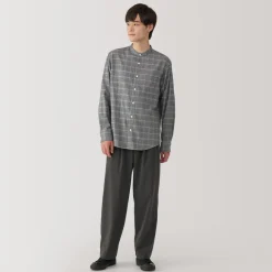 Sale Men's Flannel Stand Collar Long Sleeve Patterned Shirt Shirts & Polos