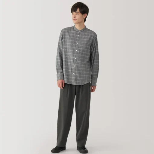 Sale Men's Flannel Stand Collar Long Sleeve Patterned Shirt Shirts & Polos