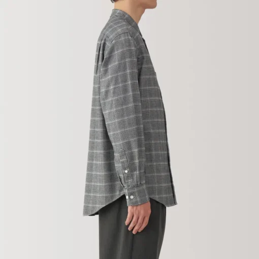 Sale Men's Flannel Stand Collar Long Sleeve Patterned Shirt Shirts & Polos