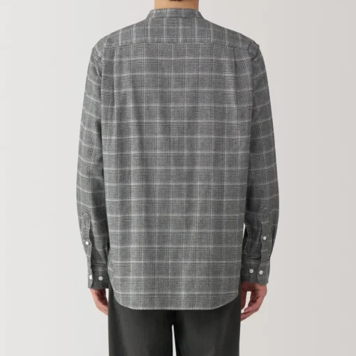 Sale Men's Flannel Stand Collar Long Sleeve Patterned Shirt Shirts & Polos