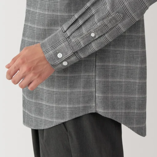 Sale Men's Flannel Stand Collar Long Sleeve Patterned Shirt Shirts & Polos