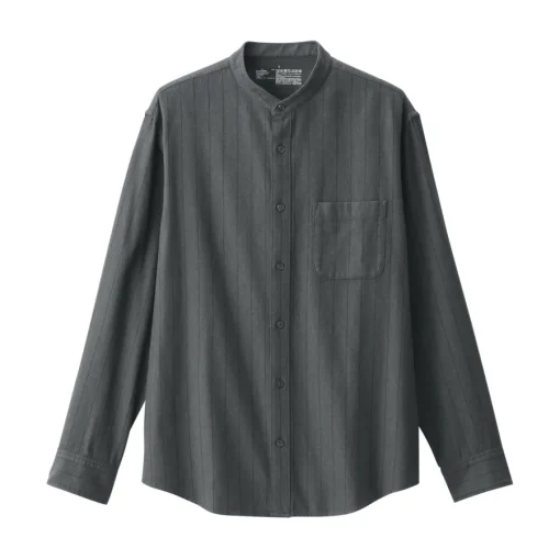 Sale Men's Flannel Stand Collar Long Sleeve Patterned Shirt Shirts & Polos