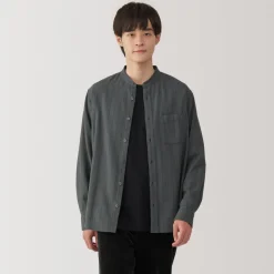 Sale Men's Flannel Stand Collar Long Sleeve Patterned Shirt Shirts & Polos