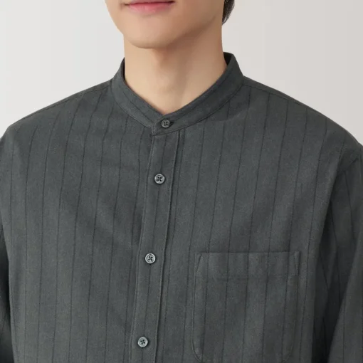 Sale Men's Flannel Stand Collar Long Sleeve Patterned Shirt Shirts & Polos
