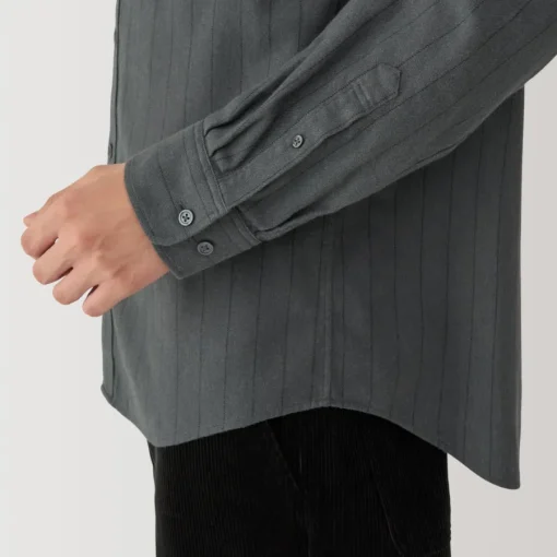 Sale Men's Flannel Stand Collar Long Sleeve Patterned Shirt Shirts & Polos