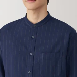Sale Men's Flannel Stand Collar Long Sleeve Patterned Shirt Shirts & Polos