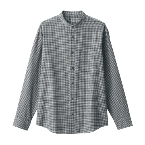 Sale Men's Flannel Stand Collar Long Sleeve Patterned Shirt Shirts & Polos