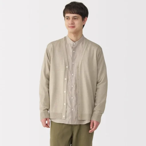 Clearance Men's Hemp Blend V-Neck Cardigan Sweaters & Cardigans