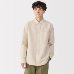 New Men's Hemp Cotton Long Sleeve Shirt Shirts & Polos