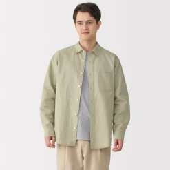 New Men's Hemp Cotton Long Sleeve Shirt Shirts & Polos