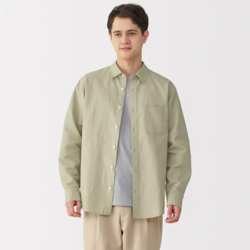 New Men's Hemp Cotton Long Sleeve Shirt Shirts & Polos
