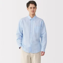 Online Men's Hemp Cotton Striped Shirt Shirts & Polos