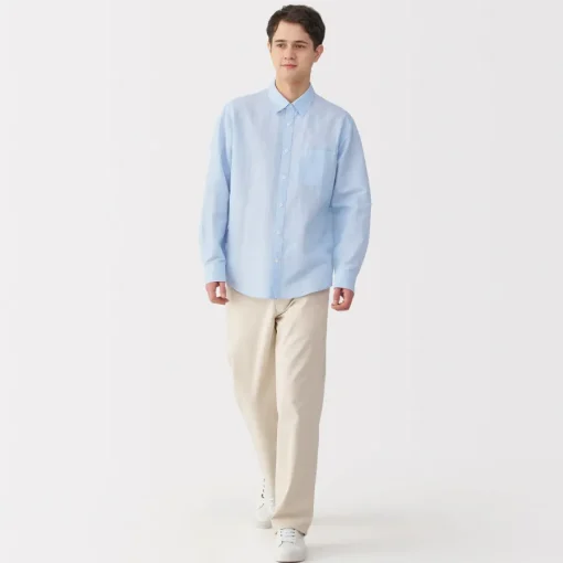 Online Men's Hemp Cotton Striped Shirt Shirts & Polos