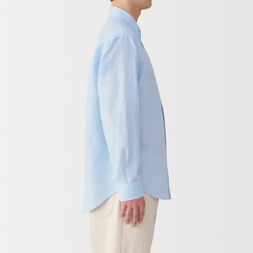 Online Men's Hemp Cotton Striped Shirt Shirts & Polos