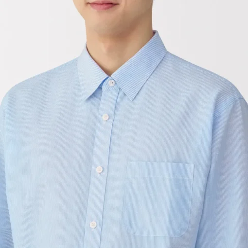 Online Men's Hemp Cotton Striped Shirt Shirts & Polos