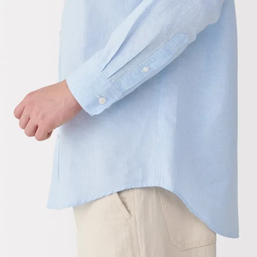 Online Men's Hemp Cotton Striped Shirt Shirts & Polos