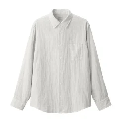 Best Men's Kapok Blend Double Gauze Long Sleeve Striped Shirt Shirts & Polos
