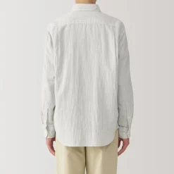 Best Men's Kapok Blend Double Gauze Long Sleeve Striped Shirt Shirts & Polos