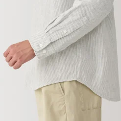 Best Men's Kapok Blend Double Gauze Long Sleeve Striped Shirt Shirts & Polos