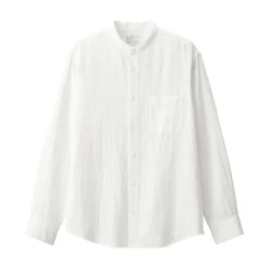 Discount Men's Kapok Blend Double Gauze Stand Collar Long Sleeve Shirt Shirts & Polos