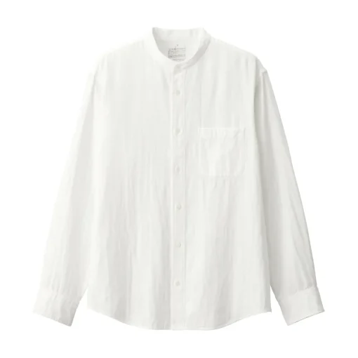 Discount Men's Kapok Blend Double Gauze Stand Collar Long Sleeve Shirt Shirts & Polos