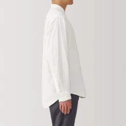 Discount Men's Kapok Blend Double Gauze Stand Collar Long Sleeve Shirt Shirts & Polos
