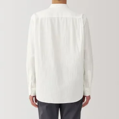 Discount Men's Kapok Blend Double Gauze Stand Collar Long Sleeve Shirt Shirts & Polos