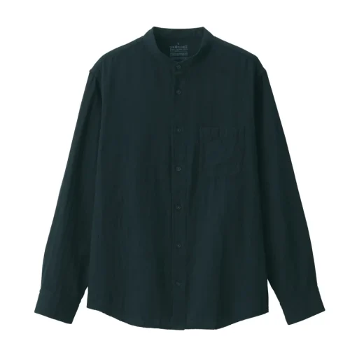 Discount Men's Kapok Blend Double Gauze Stand Collar Long Sleeve Shirt Shirts & Polos