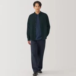 Discount Men's Kapok Blend Double Gauze Stand Collar Long Sleeve Shirt Shirts & Polos