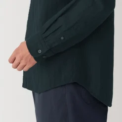 Discount Men's Kapok Blend Double Gauze Stand Collar Long Sleeve Shirt Shirts & Polos