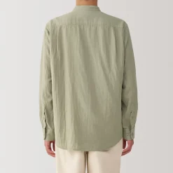 Discount Men's Kapok Blend Double Gauze Stand Collar Long Sleeve Shirt Shirts & Polos