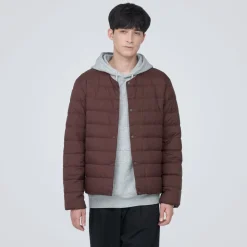 Hot Men's Lightweight Down Collarless Jacket Lightweight Down Jackets & Vests