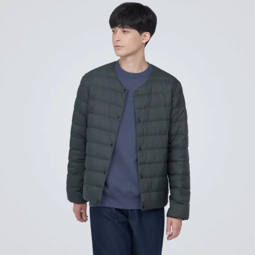 Hot Men's Lightweight Down Collarless Jacket Lightweight Down Jackets & Vests