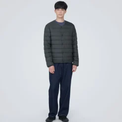 Hot Men's Lightweight Down Collarless Jacket Lightweight Down Jackets & Vests