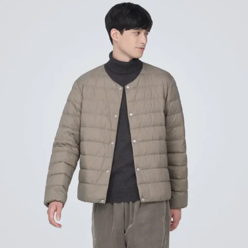 Hot Men's Lightweight Down Collarless Jacket Lightweight Down Jackets & Vests