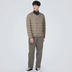 Hot Men's Lightweight Down Collarless Jacket Lightweight Down Jackets & Vests