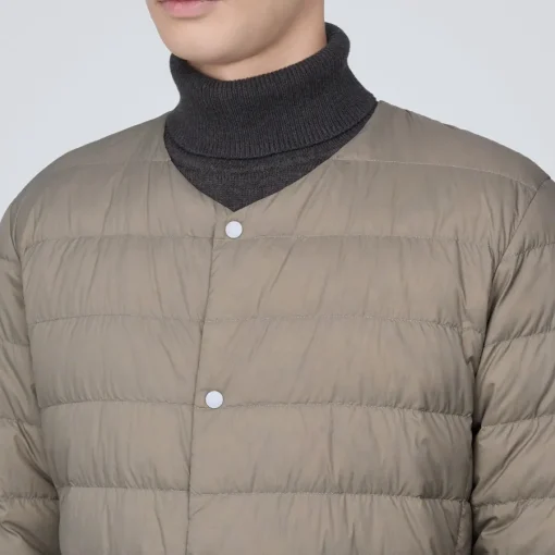 Hot Men's Lightweight Down Collarless Jacket Lightweight Down Jackets & Vests