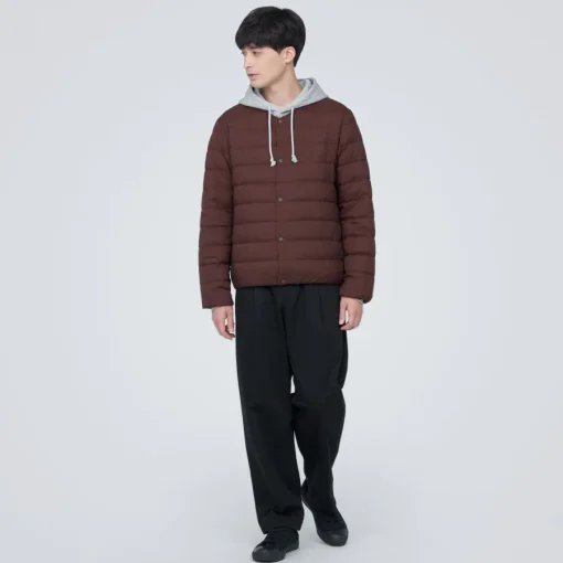 Hot Men's Lightweight Down Collarless Jacket Lightweight Down Jackets & Vests