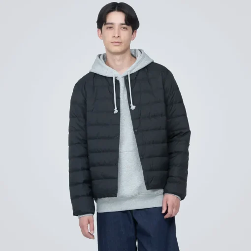Hot Men's Lightweight Down Collarless Jacket Lightweight Down Jackets & Vests