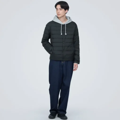 Hot Men's Lightweight Down Collarless Jacket Lightweight Down Jackets & Vests