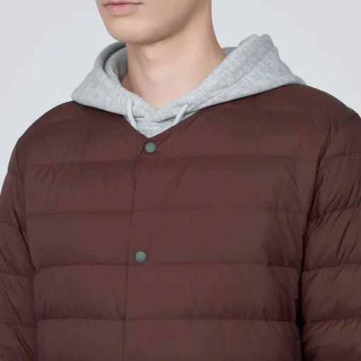 Hot Men's Lightweight Down Collarless Jacket Lightweight Down Jackets & Vests