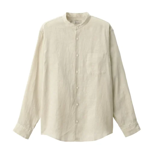 Discount Men's Linen Stand Collar Shirt Shirts & Polos