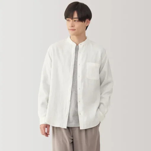 Discount Men's Linen Stand Collar Shirt Shirts & Polos