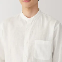 Discount Men's Linen Stand Collar Shirt Shirts & Polos