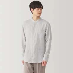 Discount Men's Linen Stand Collar Shirt Shirts & Polos