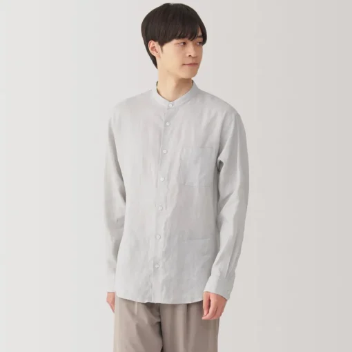 Discount Men's Linen Stand Collar Shirt Shirts & Polos