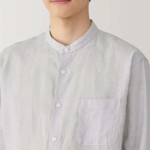 Discount Men's Linen Stand Collar Shirt Shirts & Polos