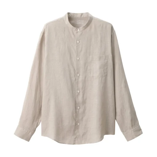 Discount Men's Linen Stand Collar Shirt Shirts & Polos