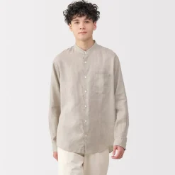 Discount Men's Linen Stand Collar Shirt Shirts & Polos