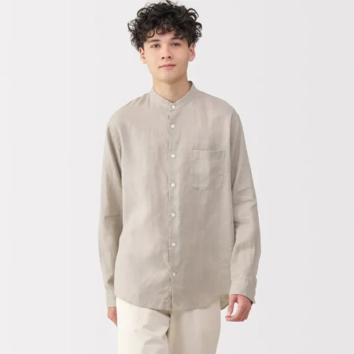 Discount Men's Linen Stand Collar Shirt Shirts & Polos